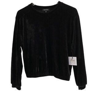 LaLaLand Creative Co Black Ribbed Long Sleeve Pullover Top Size Medium